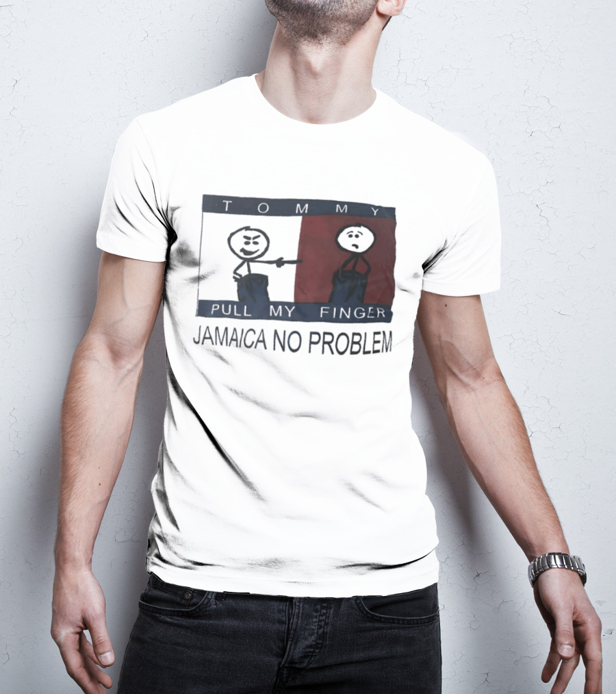 Tommy Pull My Finger Jamaica No Problem Stick Figure Comedy T-Shirt