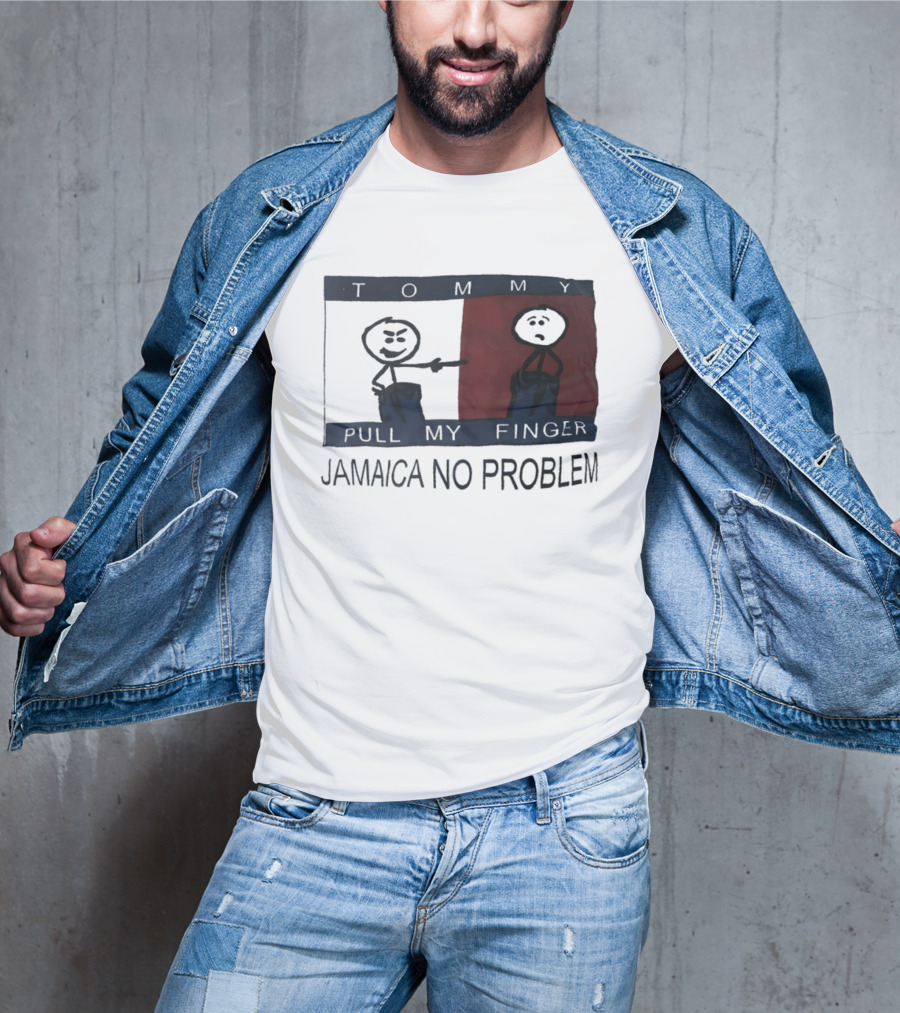 Tommy Pull My Finger Jamaica No Problem Stick Figure Comedy T-Shirt
