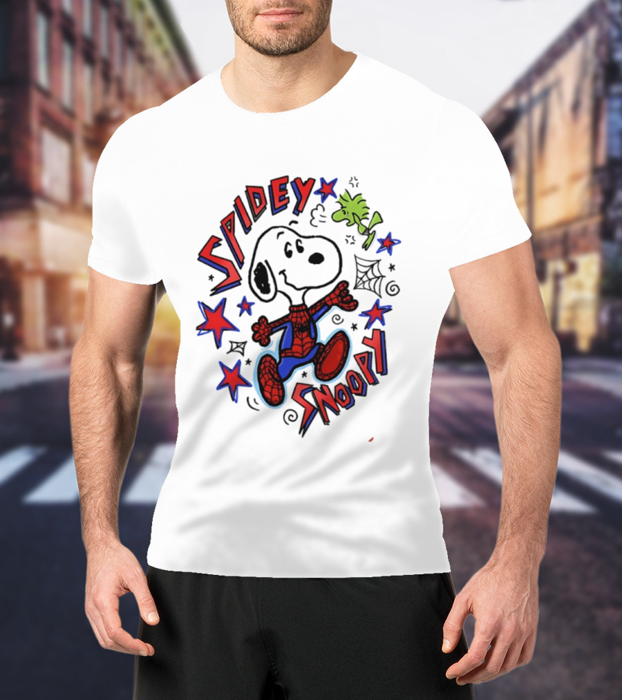 Spidey Snoopy Woodstock 2026 Crossover With Stars And Webs T-Shirt