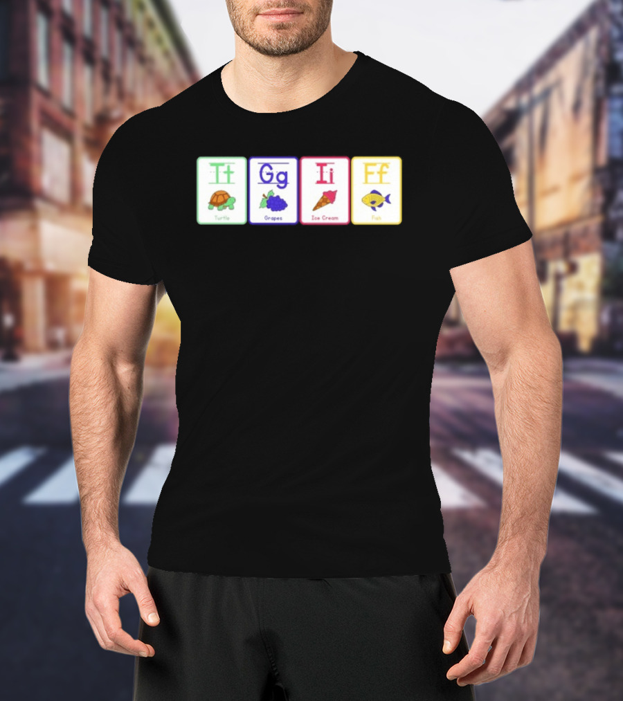 Alphabet Flashcards G I F Turtle Grapes Ice Cream Fish T-Shirt