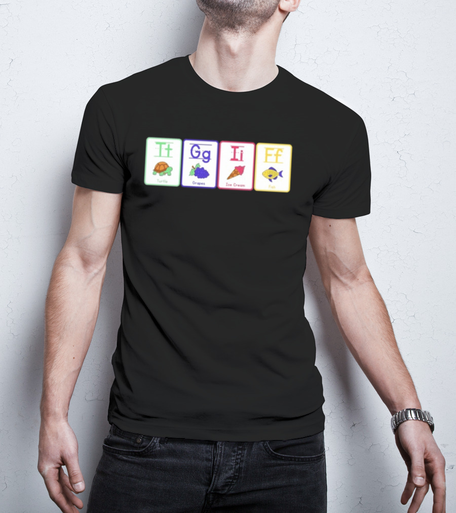 Alphabet Flashcards G I F Turtle Grapes Ice Cream Fish T-Shirt