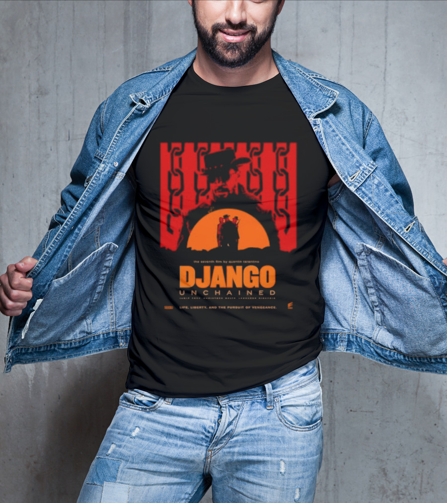 Django Unchained Life Liberty And The Pursuit Of Vengeance Red And Orange T-Shirt