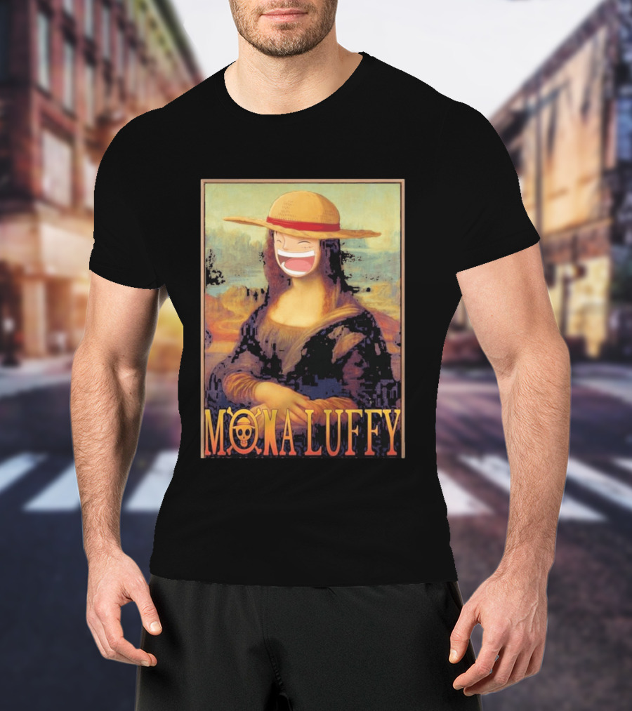 Mona Luffy Anime Mashup Mona Lisa T-Shirt