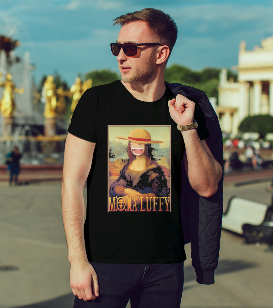 Mona Luffy Anime Mashup Mona Lisa T-Shirt