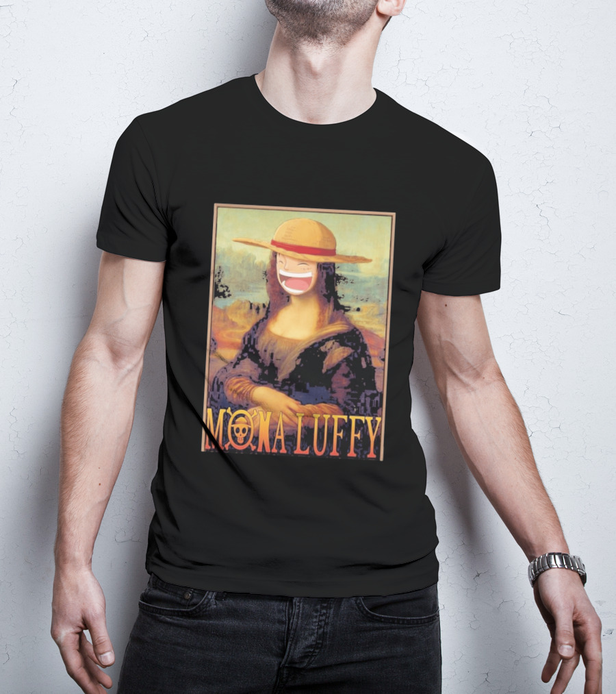 Mona Luffy Anime Mashup Mona Lisa T-Shirt