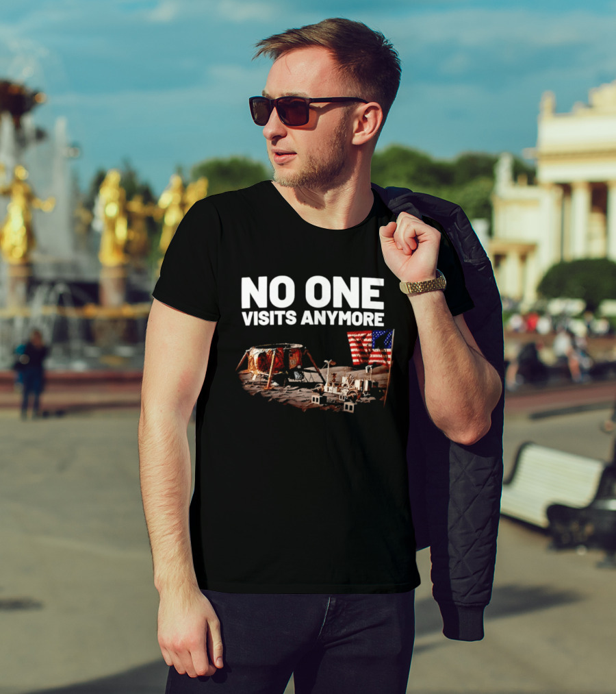 No One Visits Anymore Moon Landing Lunar Rover USA Flag T-Shirt