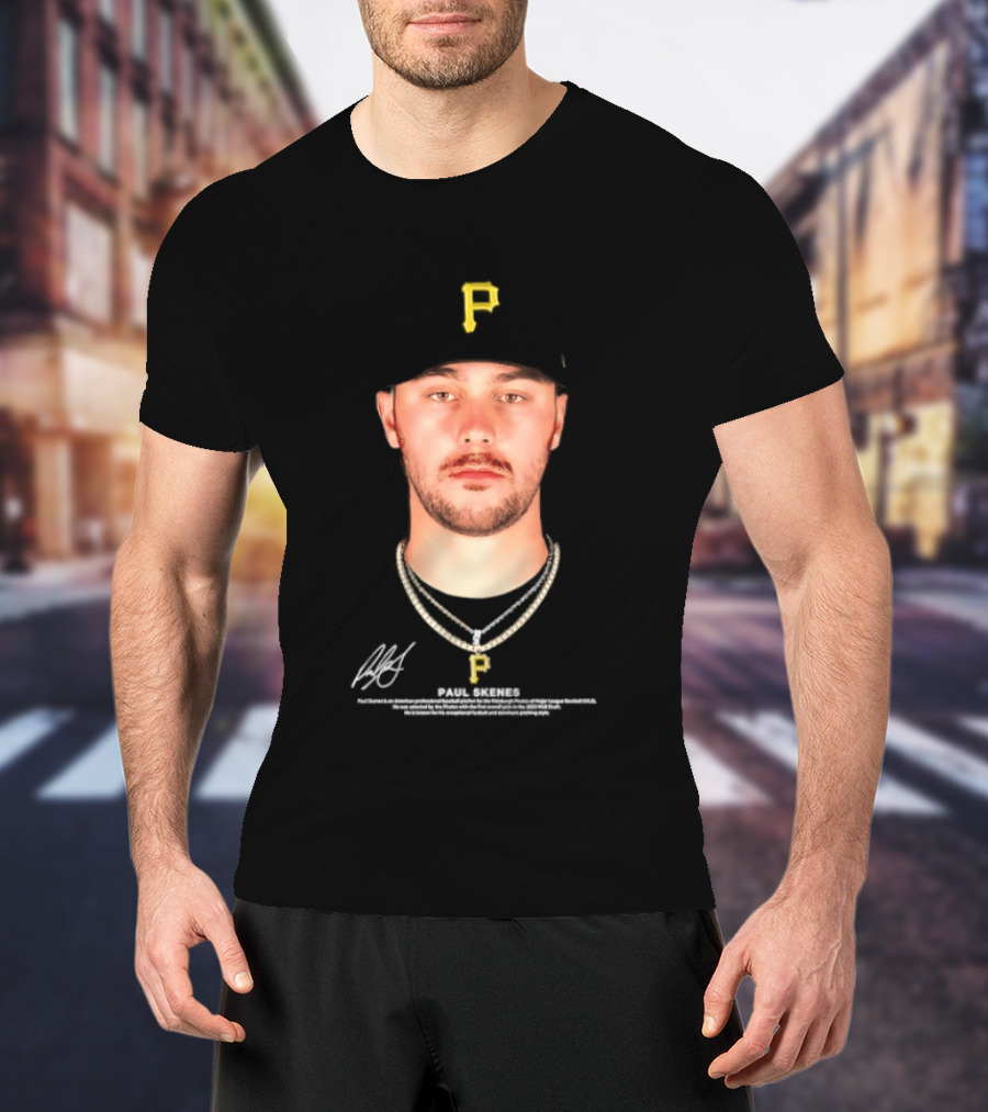 Paul Skenes Pittsburgh Pirates MLB Player Portrait And Signature T-Shirt
