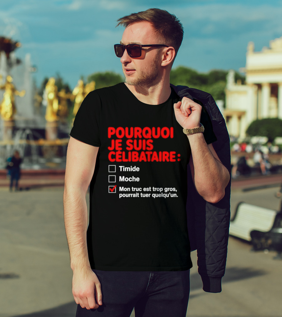 Pourquoi Je Suis Célibataire Mon Truc Est Trop Gros Pourrait Tuer Quelqu'un T-Shirt