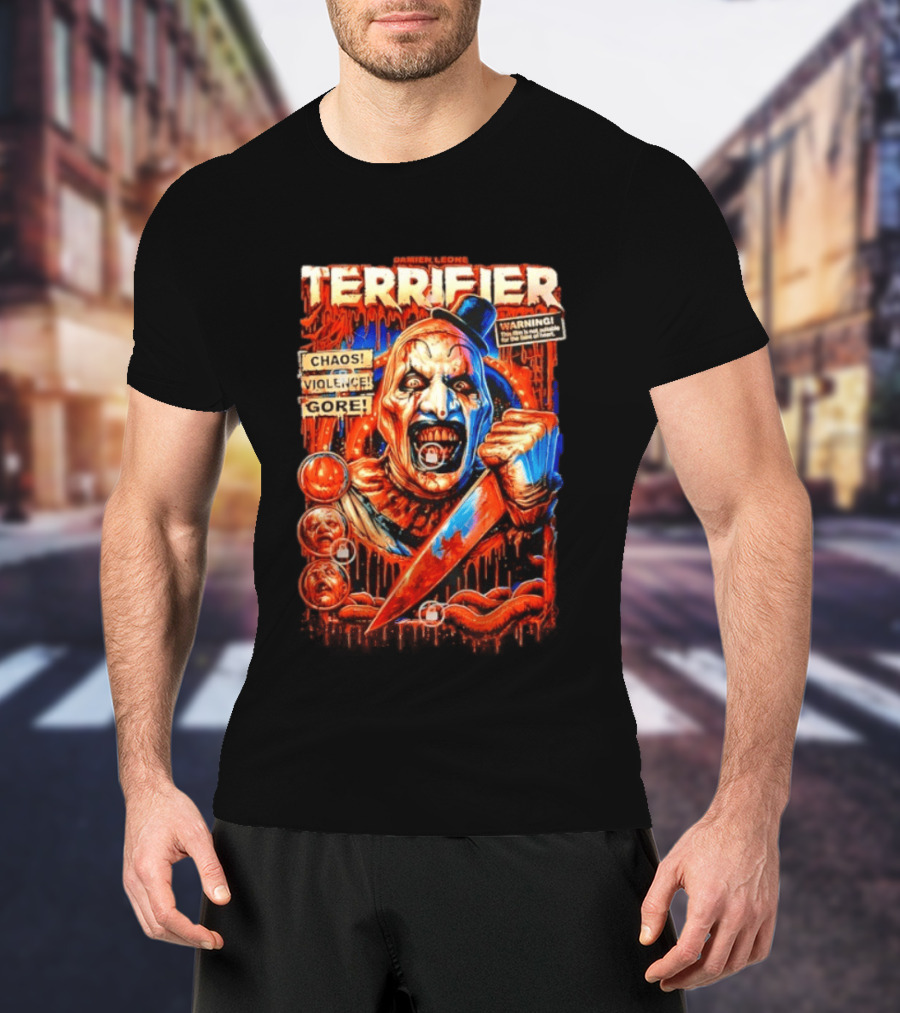 Damien Leone Terrifier Chaos Violence Gore Warning Clown T-Shirt