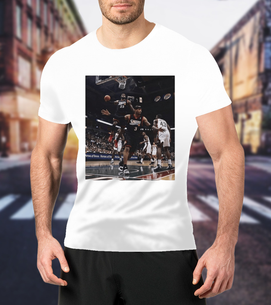Philadelphia 76ers A.I. LeBron James Iconic Basketball Moment T-Shirt