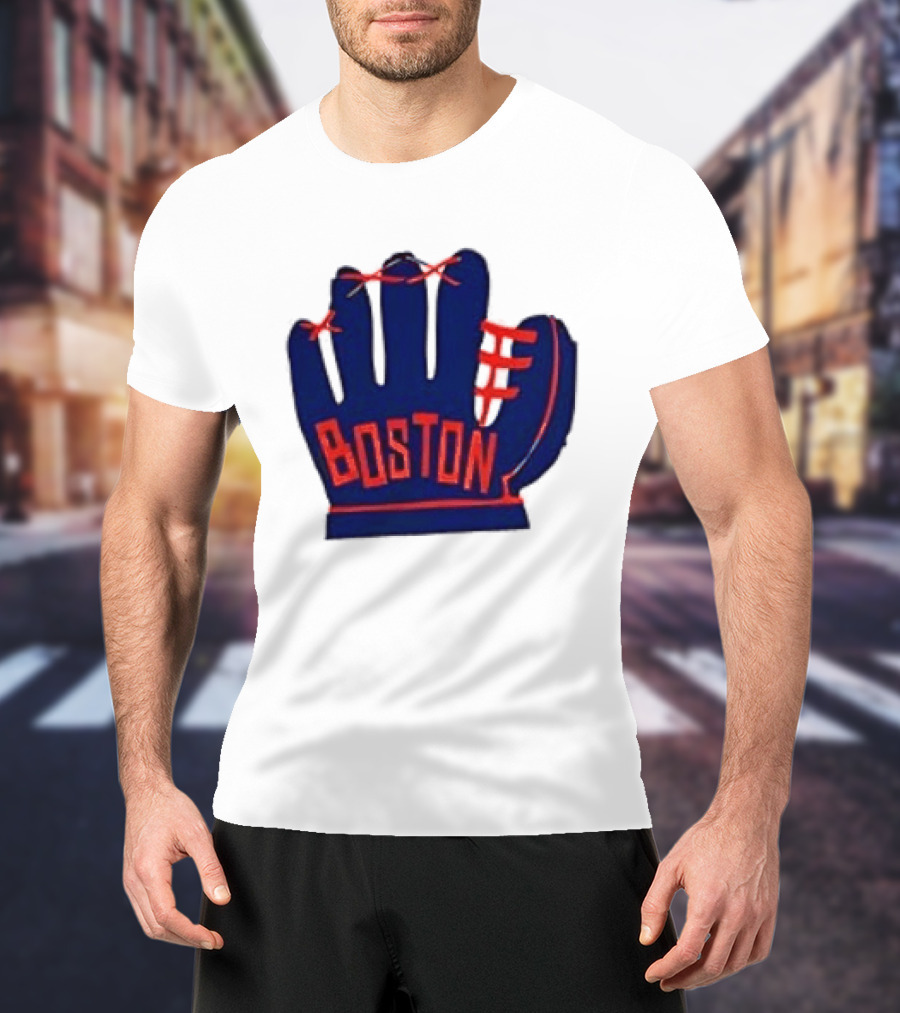 Boston Red Sox MLB Hat And Glove Baseball Club T-Shirt