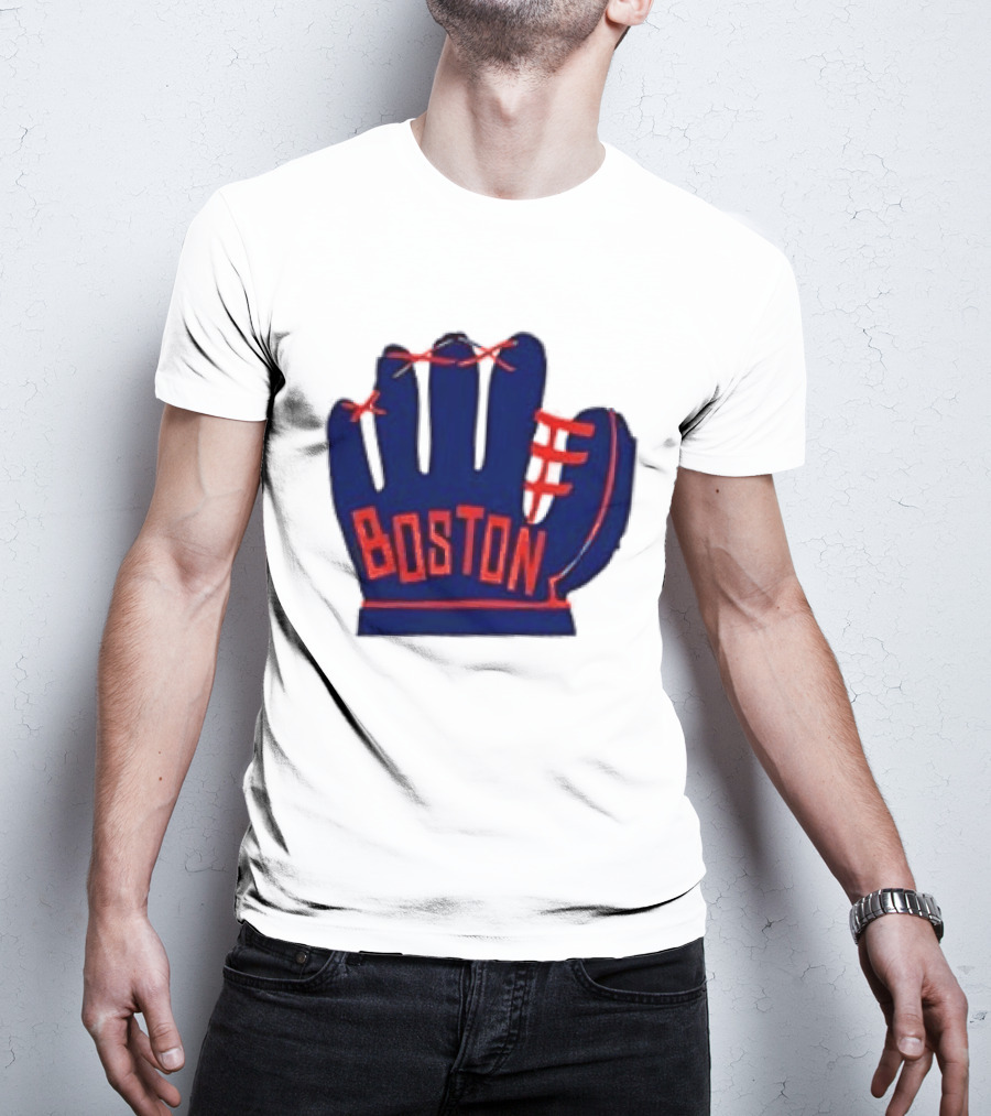 Boston Red Sox MLB Hat And Glove Baseball Club T-Shirt
