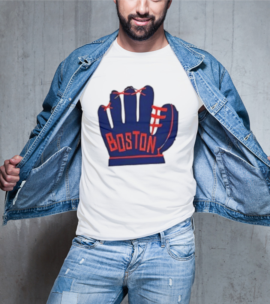Boston Red Sox MLB Hat And Glove Baseball Club T-Shirt