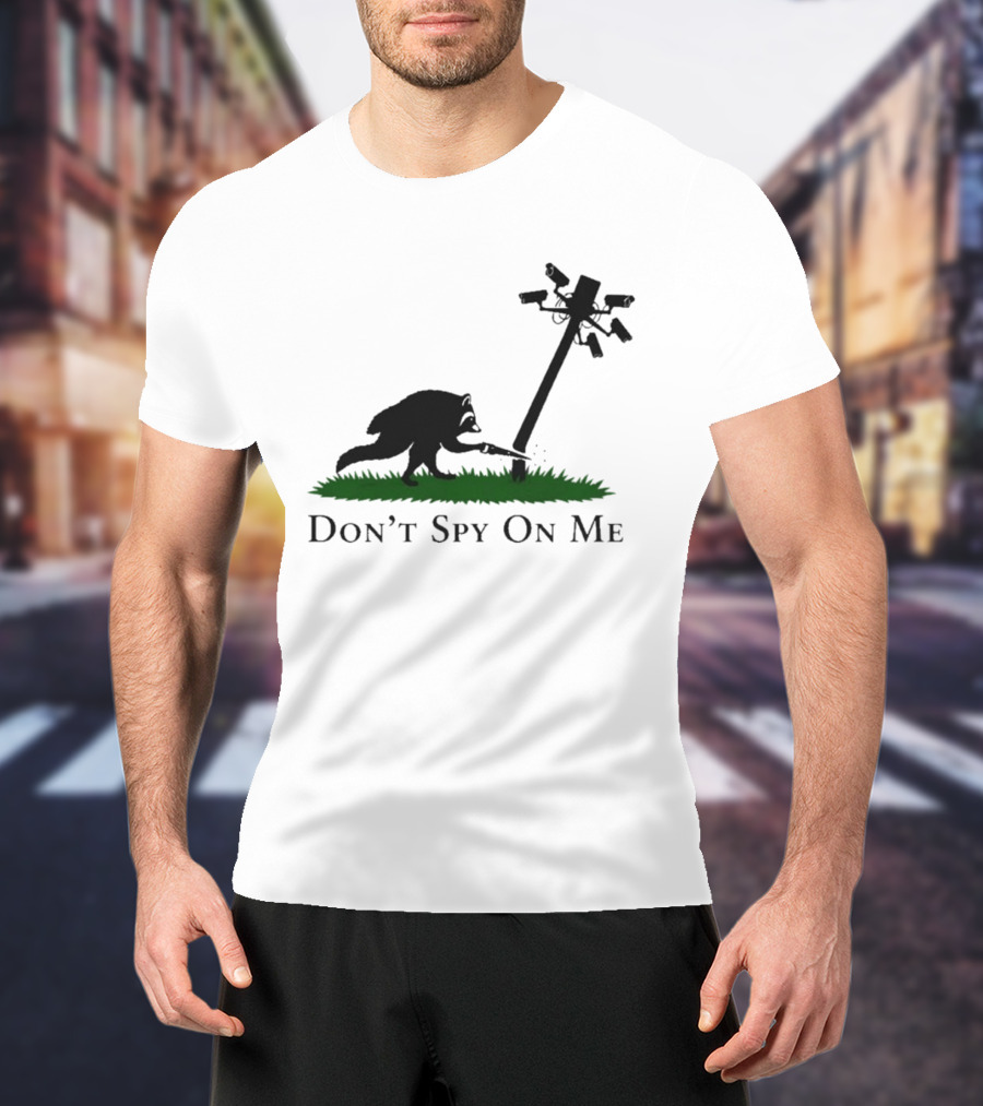 Jimothy Don't Spy On Me Raccoon Cutting Camera Pole T-Shirt