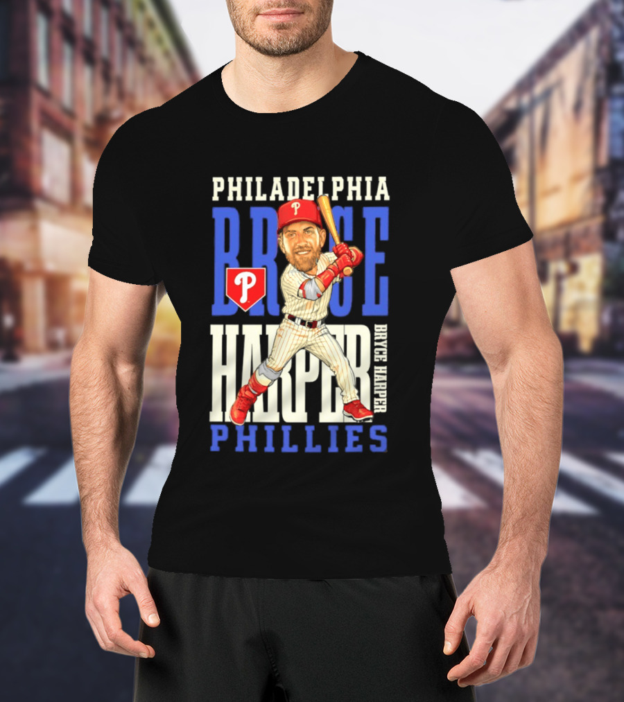 Philadelphia Phillies Bryce Harper Baseball Caricature Clash T-Shirt