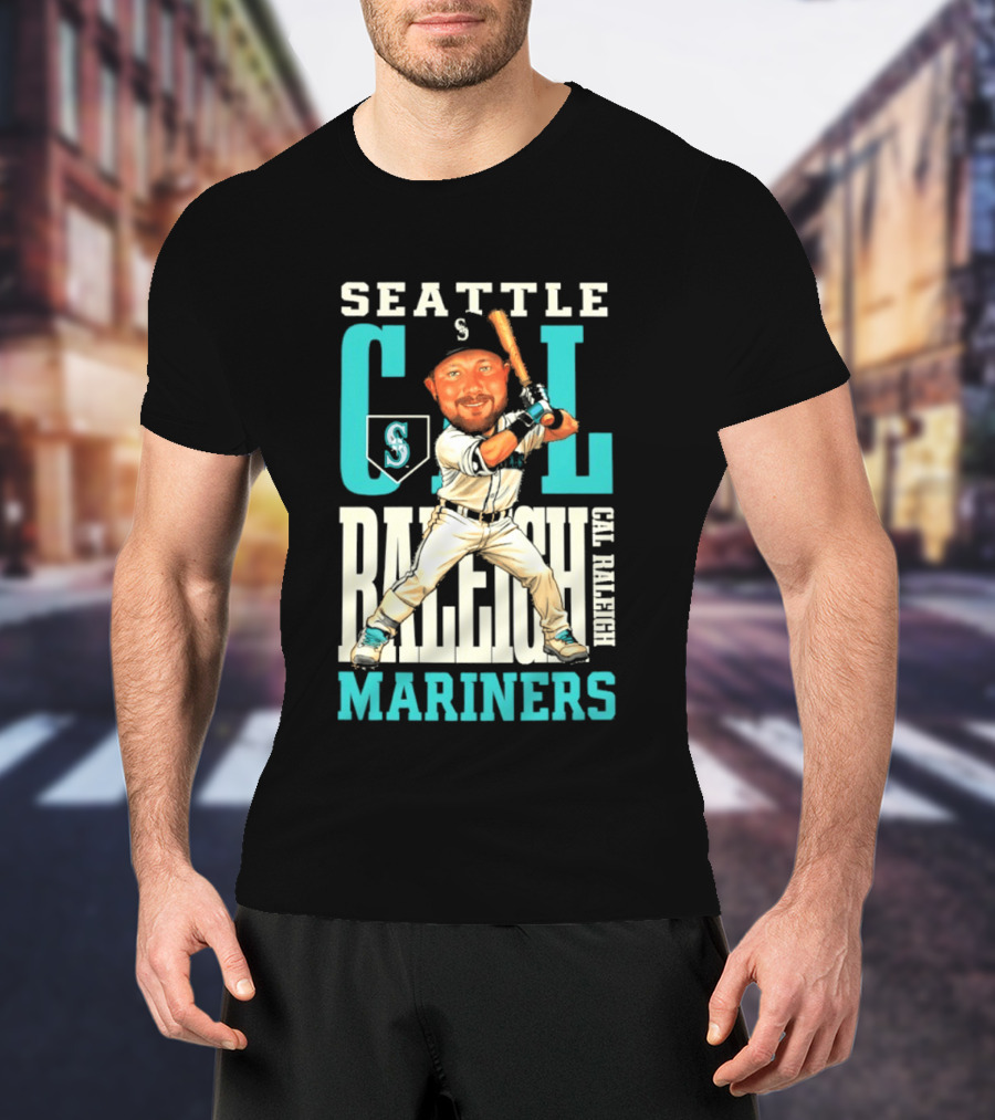 Seattle Mariners Cal Raleigh Baseball Caricature Mariners T-Shirt