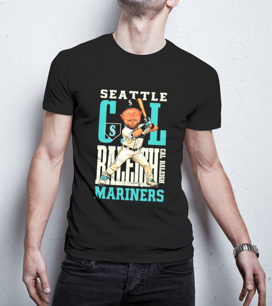 Seattle Mariners Cal Raleigh Baseball Caricature Mariners T-Shirt