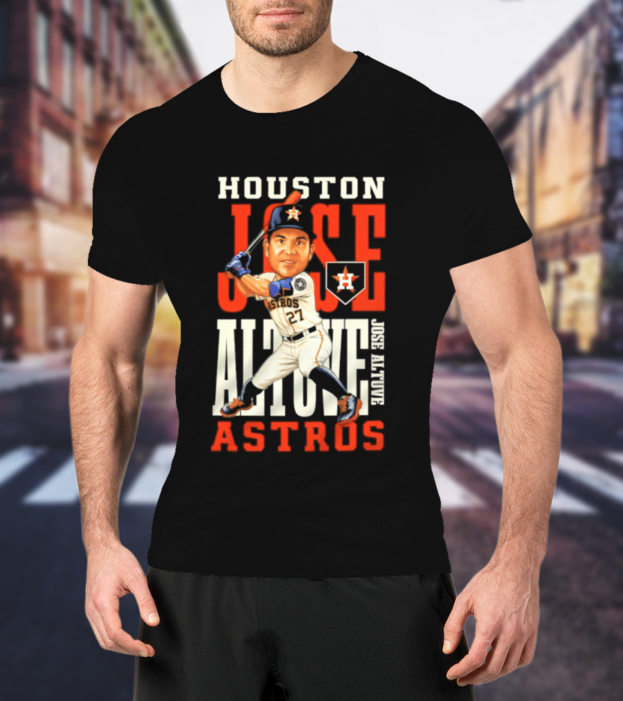 Houston Astros Jose Altuve Baseball Caricature T-Shirt