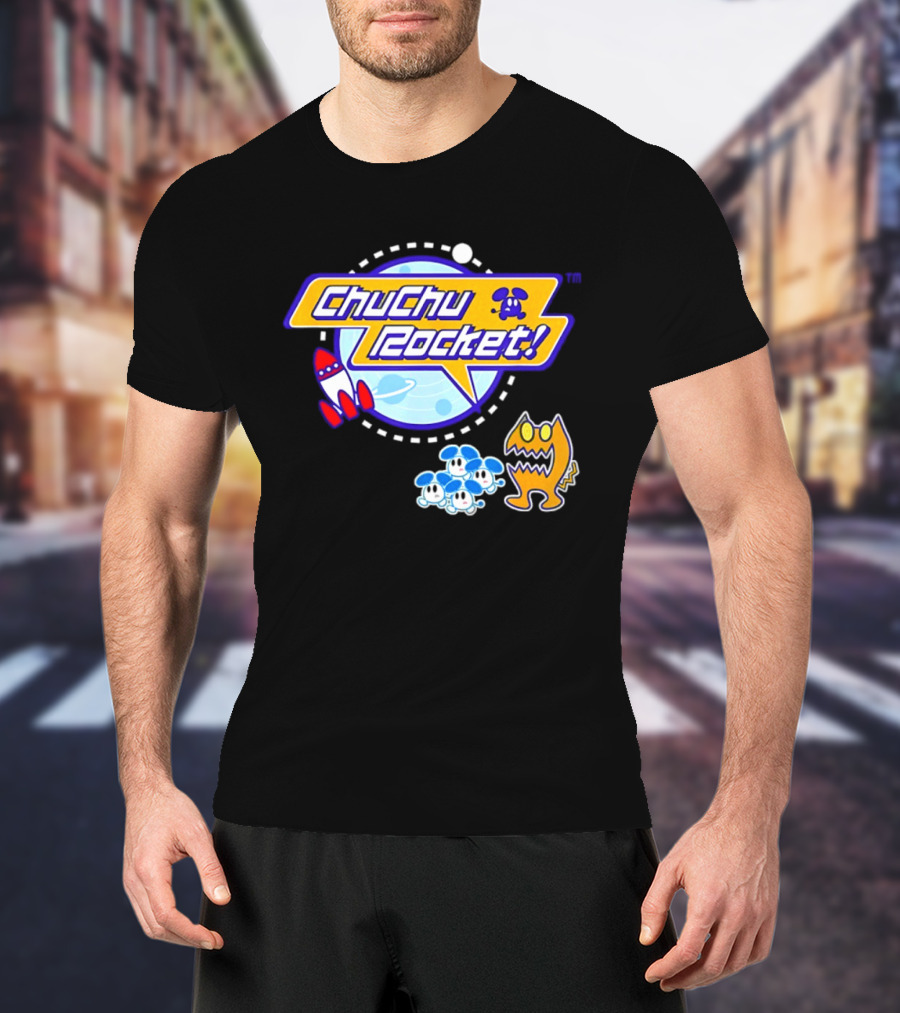 ChuChu Rocket Iconic Game Logo With Spaceship And Characters T-Shirt