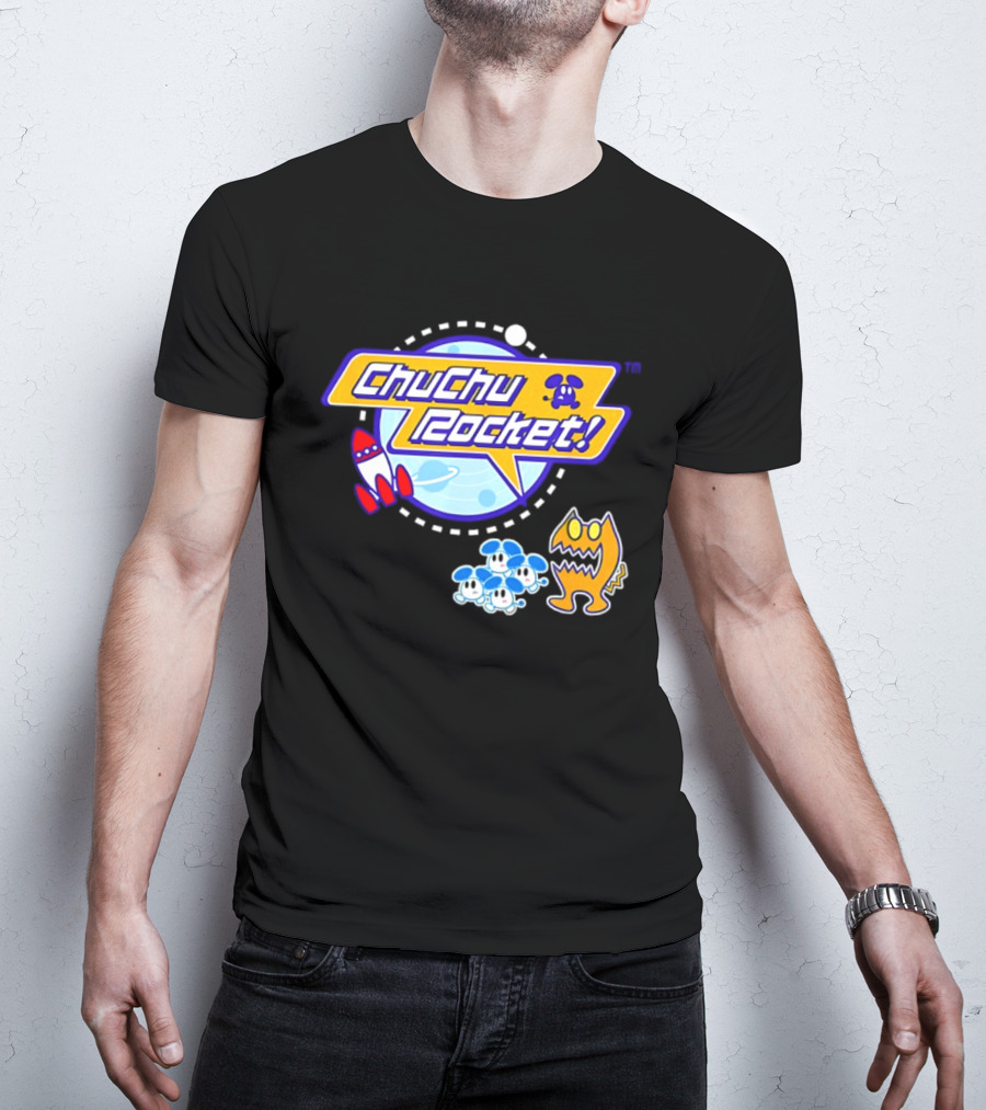 ChuChu Rocket Iconic Game Logo With Spaceship And Characters T-Shirt