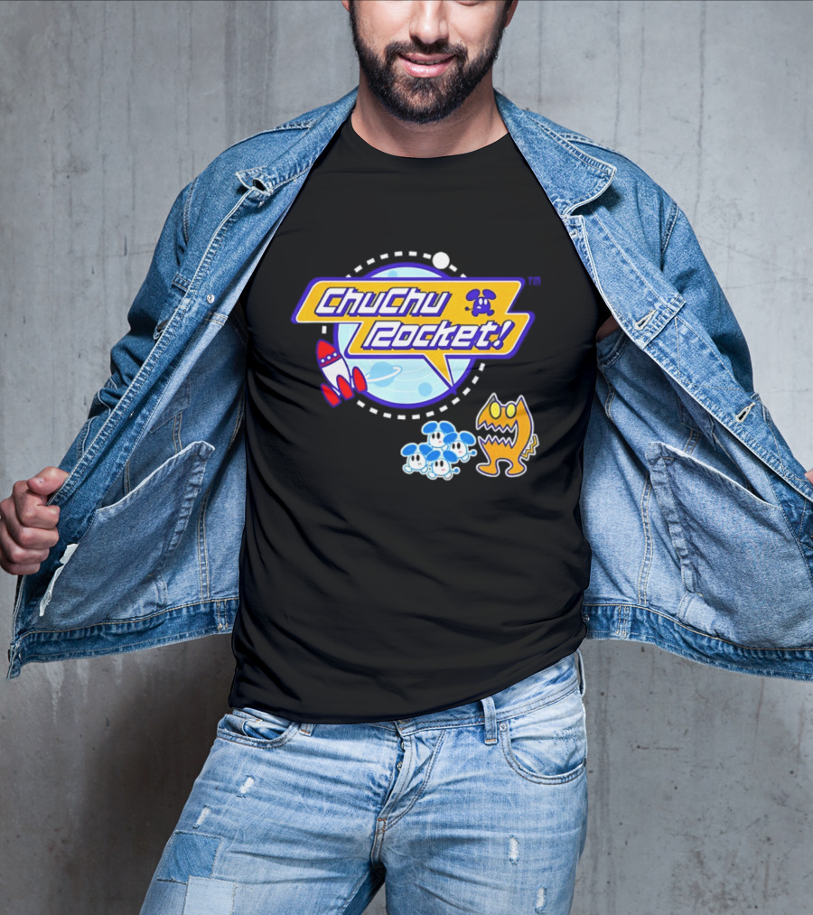 ChuChu Rocket Iconic Game Logo With Spaceship And Characters T-Shirt
