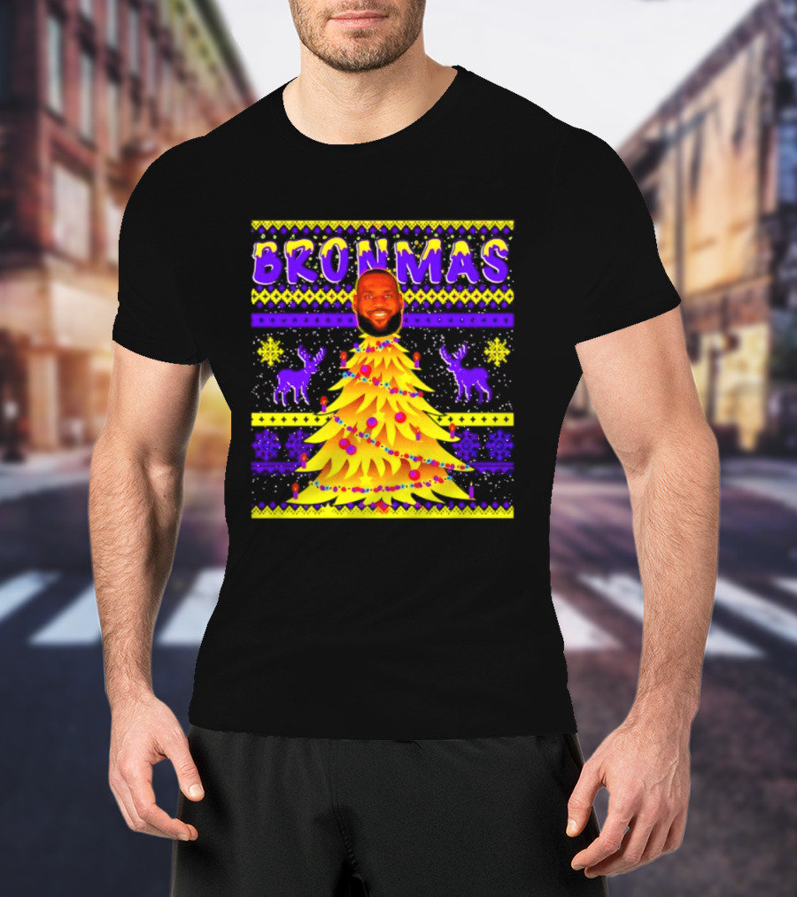 LeBron James Bronmas Christmas Tree Philadelphia 76ers Festive Reindeer T-Shirt