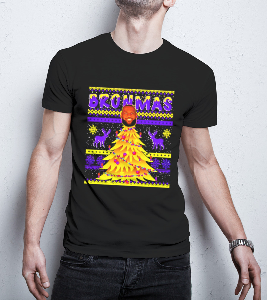 LeBron James Bronmas Christmas Tree Philadelphia 76ers Festive Reindeer T-Shirt