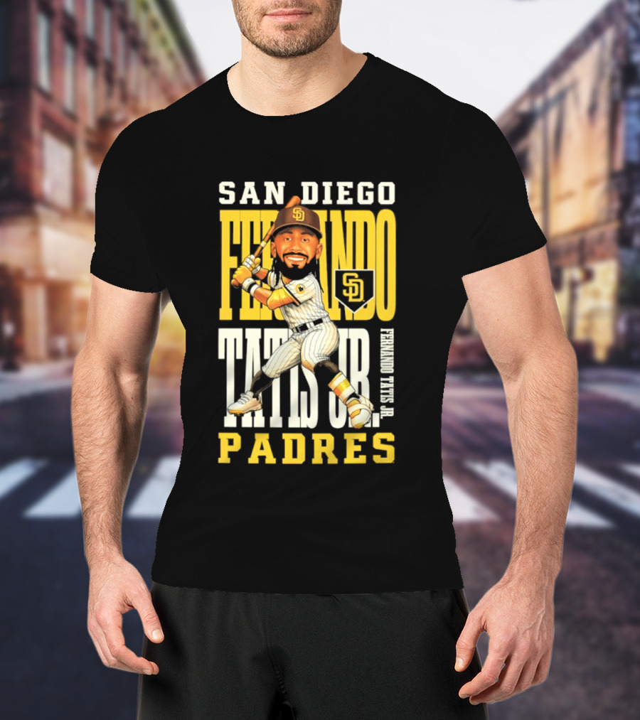 San Diego Padres Fernando Tatis Jr. Baseball Caricature SD Padres T-Shirt