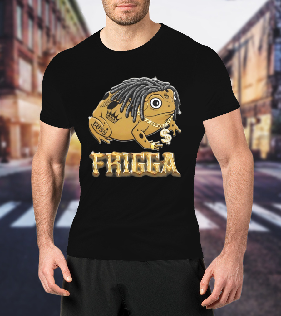 Frigga Boss Frog Crown Tattoos Dollar Chain T-Shirt