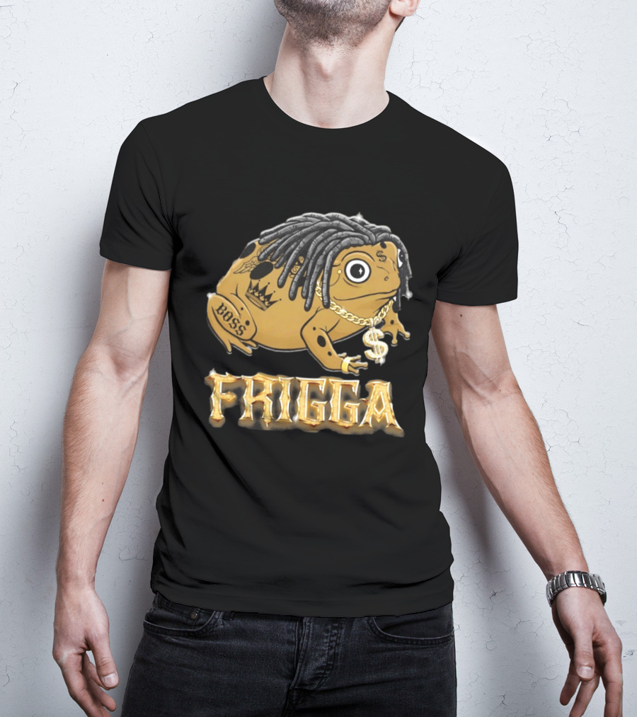 Frigga Boss Frog Crown Tattoos Dollar Chain T-Shirt