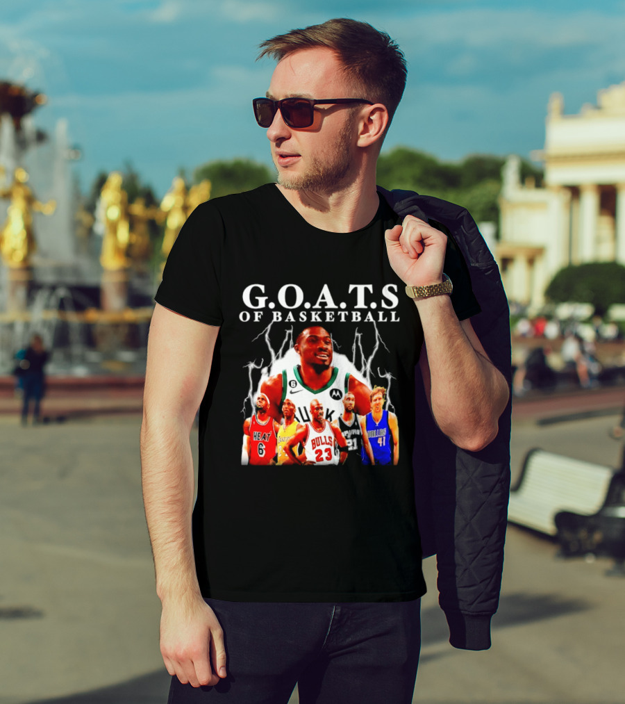 G.O.A.T.S Of Basketball Giannis Antetokounmpo LeBron James Kobe Bryant Michael Jordan Tim Duncan Dirk Nowitzki T-Shirt