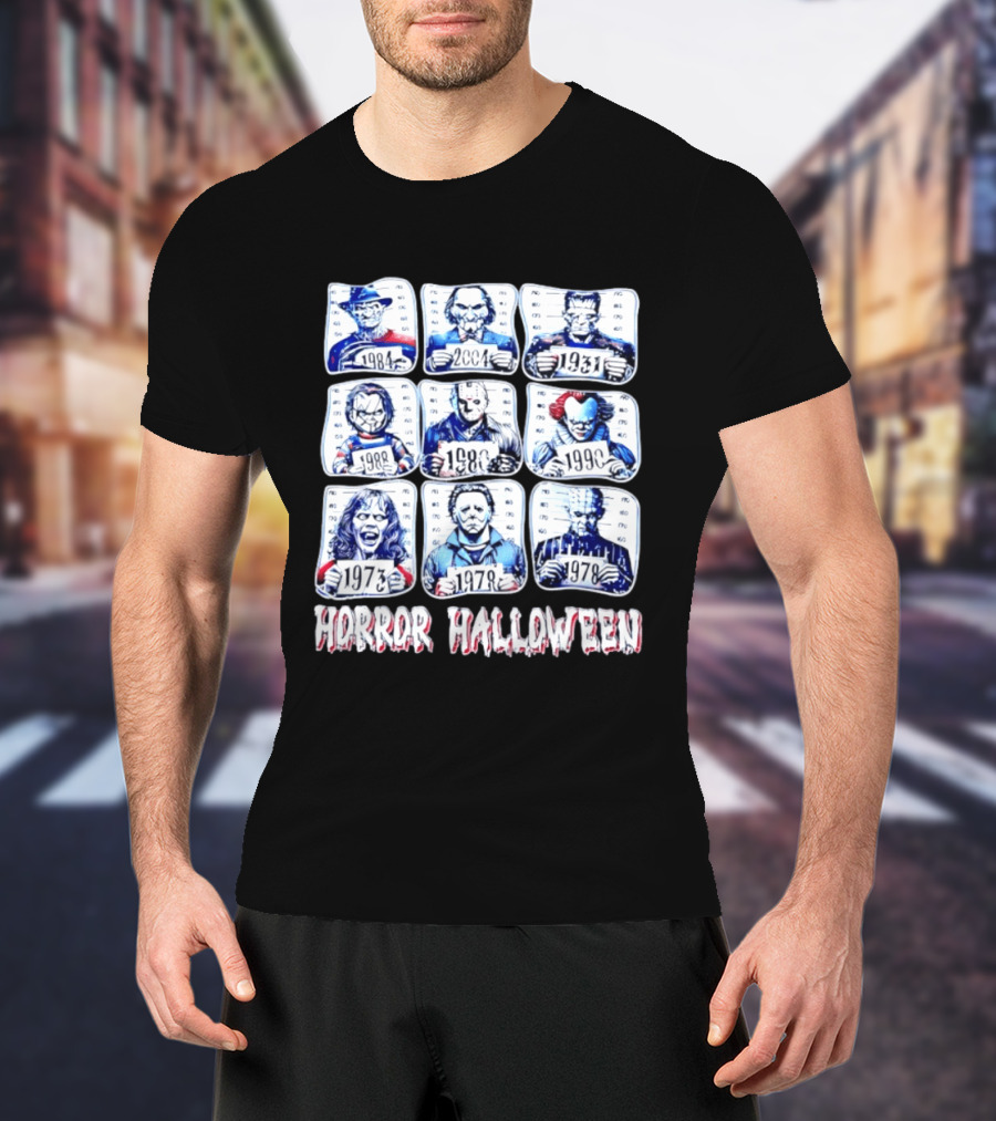 Horror Halloween Shot Characters 1973 1978 1980 1984 1988 1990 2004 Iconic Slashers T-Shirt