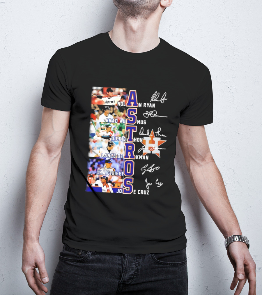Nolan Ryan Brad Ausmus Dickie Thon Lance Berkman Craig Biggio Jose Cruz Houston Astros Baseball Legends T-Shirt