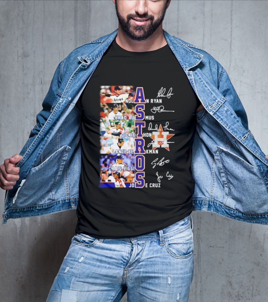Nolan Ryan Brad Ausmus Dickie Thon Lance Berkman Craig Biggio Jose Cruz Houston Astros Baseball Legends T-Shirt