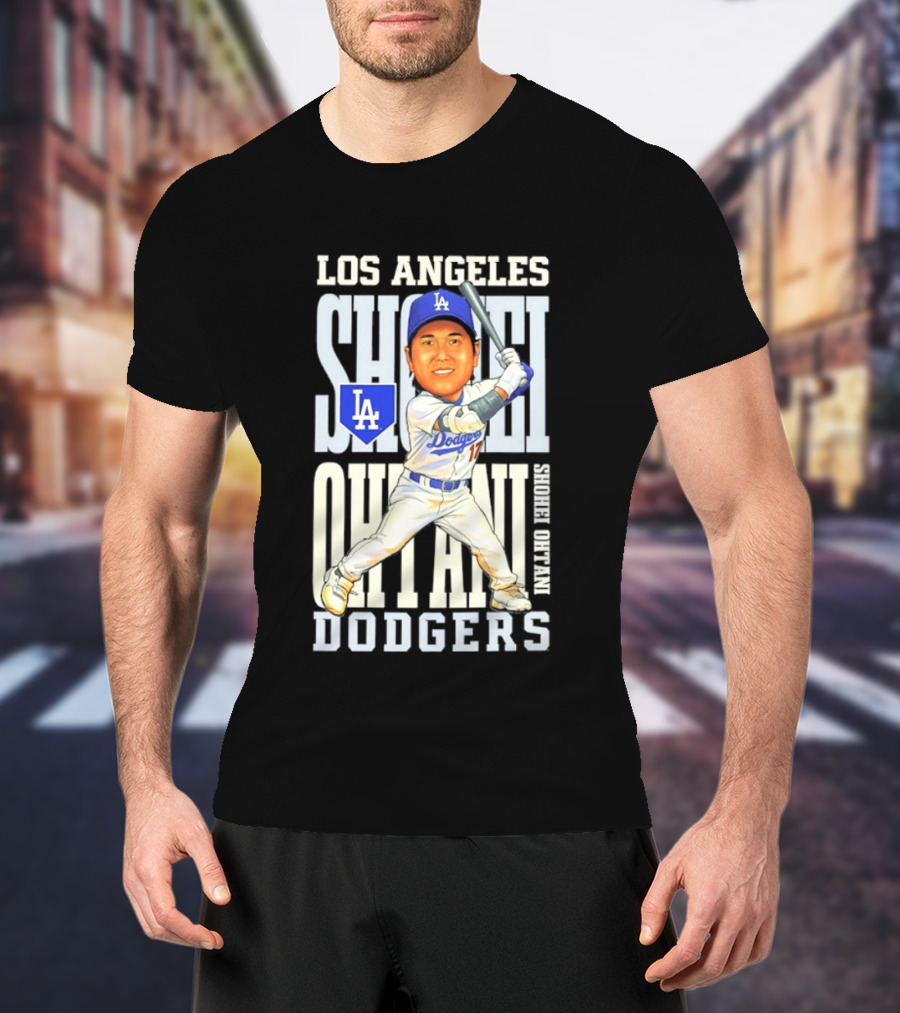 Los Angeles Dodgers Shohei Ohtani Caricature Dodgers Baseball T-Shirt