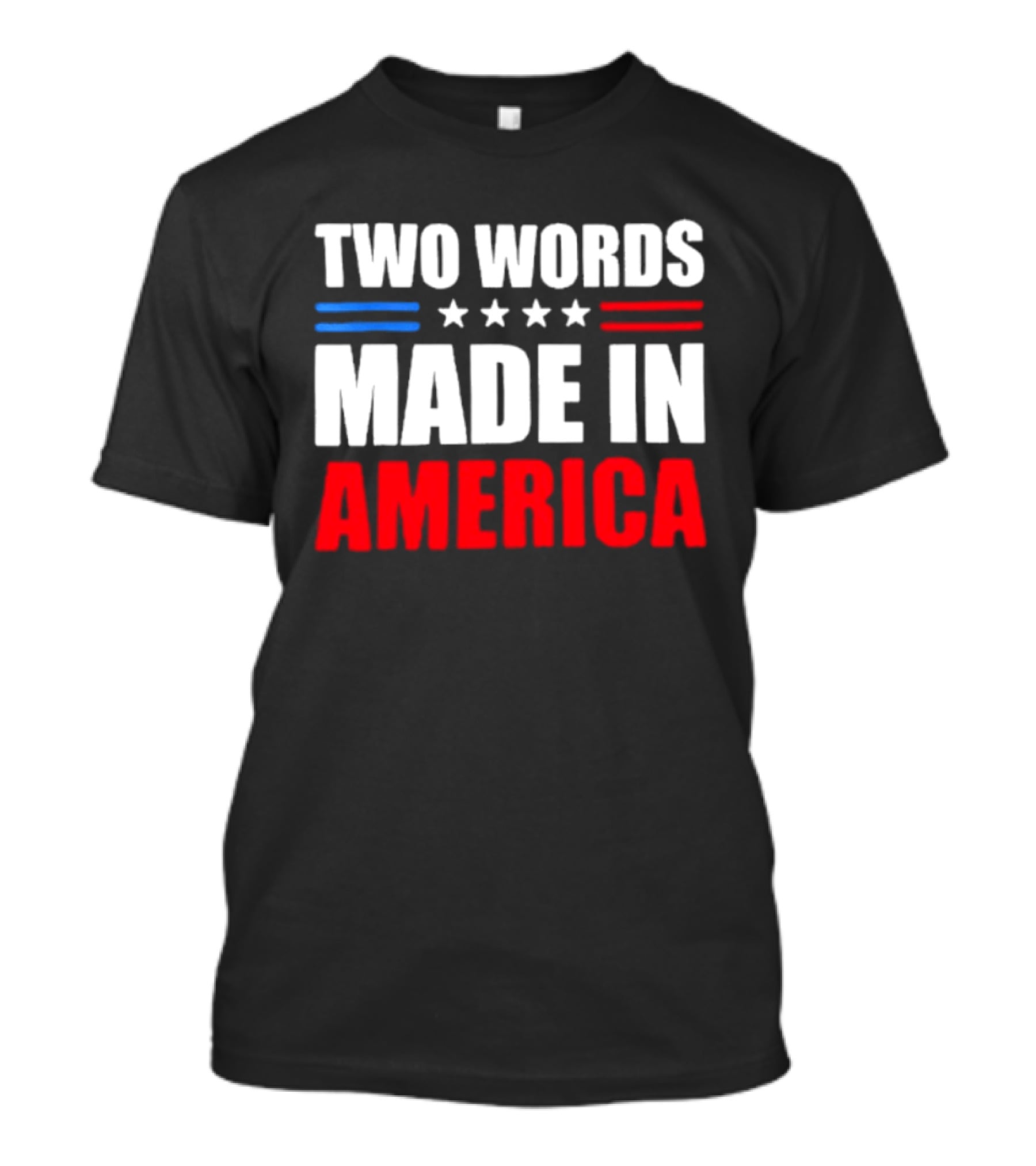 Two Words Made In America Patriotic USA Stars And Stripes T-Shirt