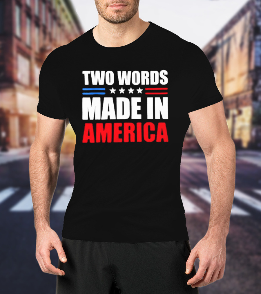 Two Words Made In America Patriotic USA Stars And Stripes T-Shirt