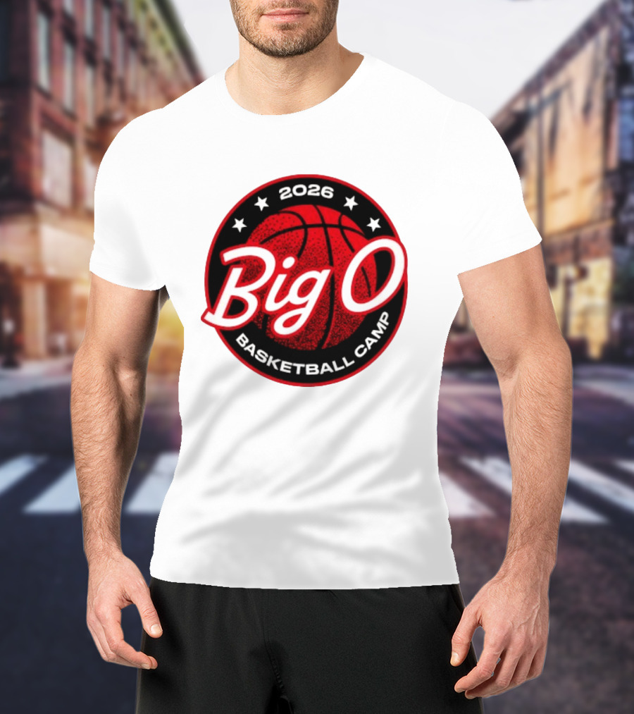 Big O Basketball Camp 2026 Red Basketball Circle Stars T-Shirt