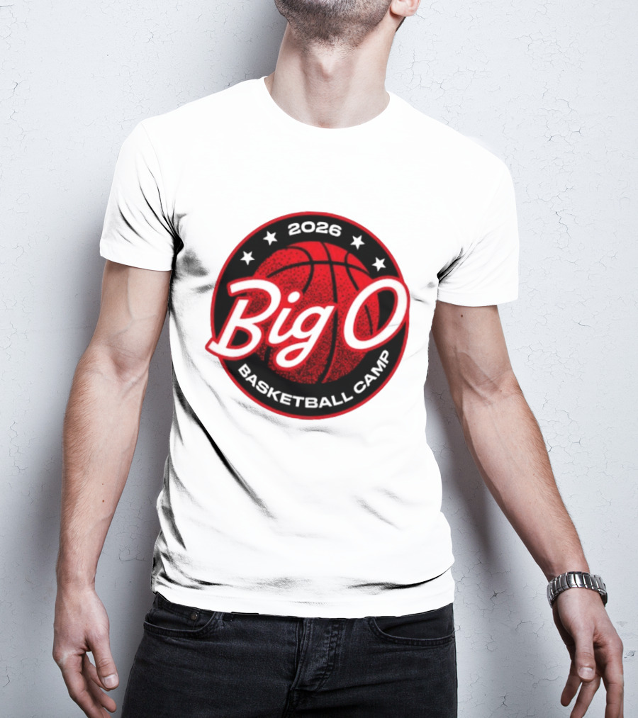 Big O Basketball Camp 2026 Red Basketball Circle Stars T-Shirt