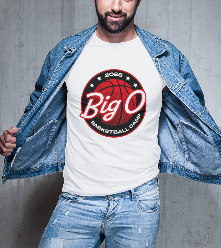 Big O Basketball Camp 2026 Red Basketball Circle Stars T-Shirt