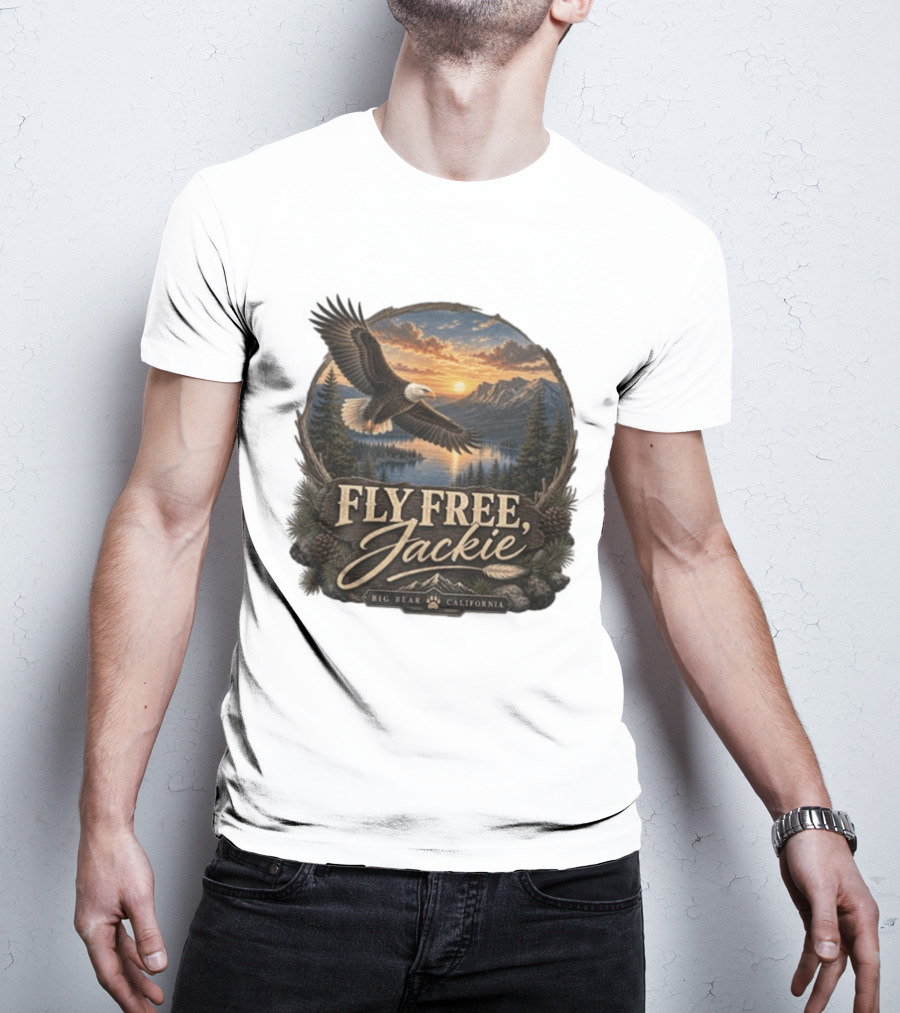 Fly Free Jackie Eagle Soaring Big Bear California Sunset T-Shirt