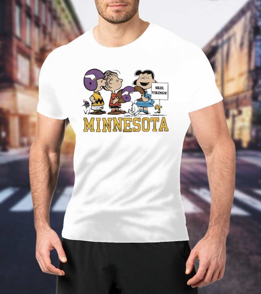 Minnesota Vikings Peanuts Skol Vikings Linus Lucy Woodstock Charlie Brown T-Shirt