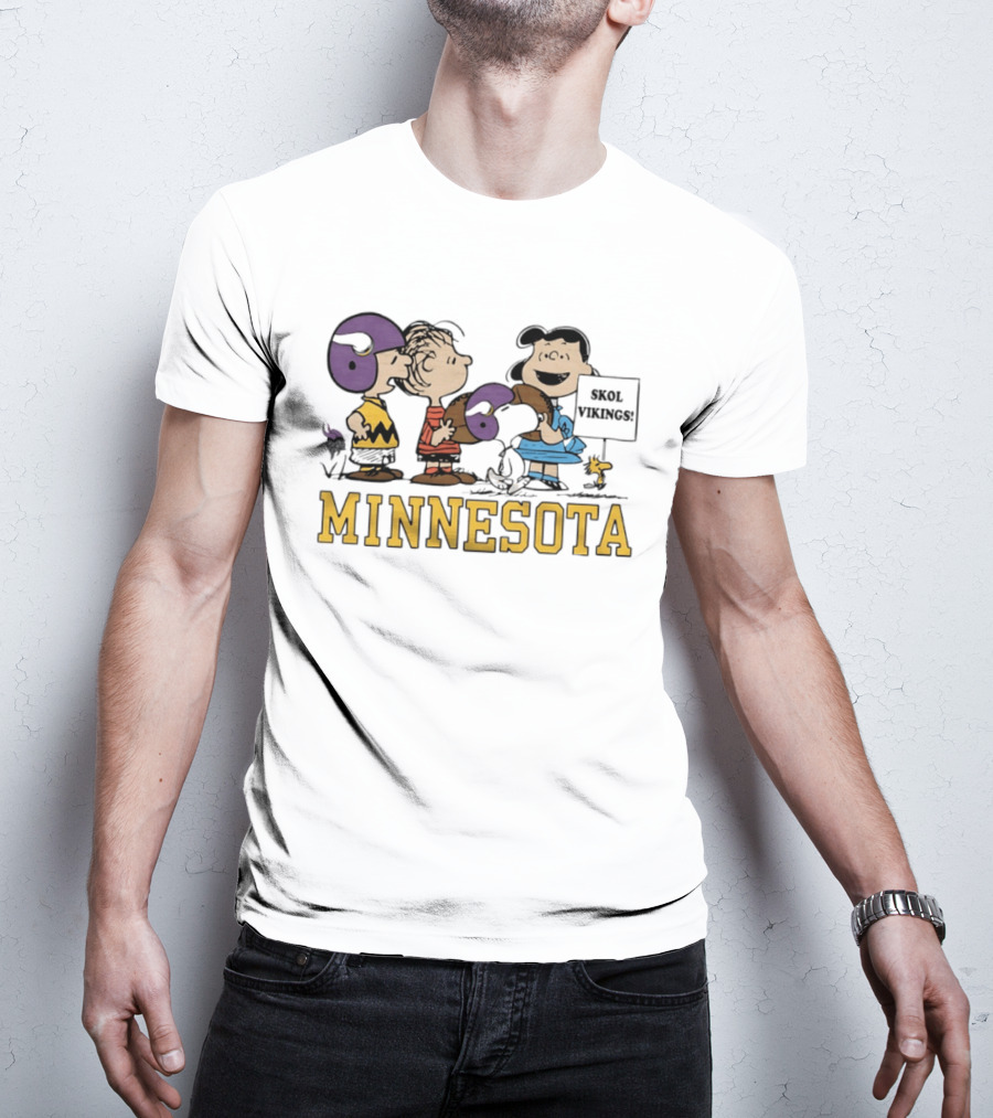 Minnesota Vikings Peanuts Skol Vikings Linus Lucy Woodstock Charlie Brown T-Shirt