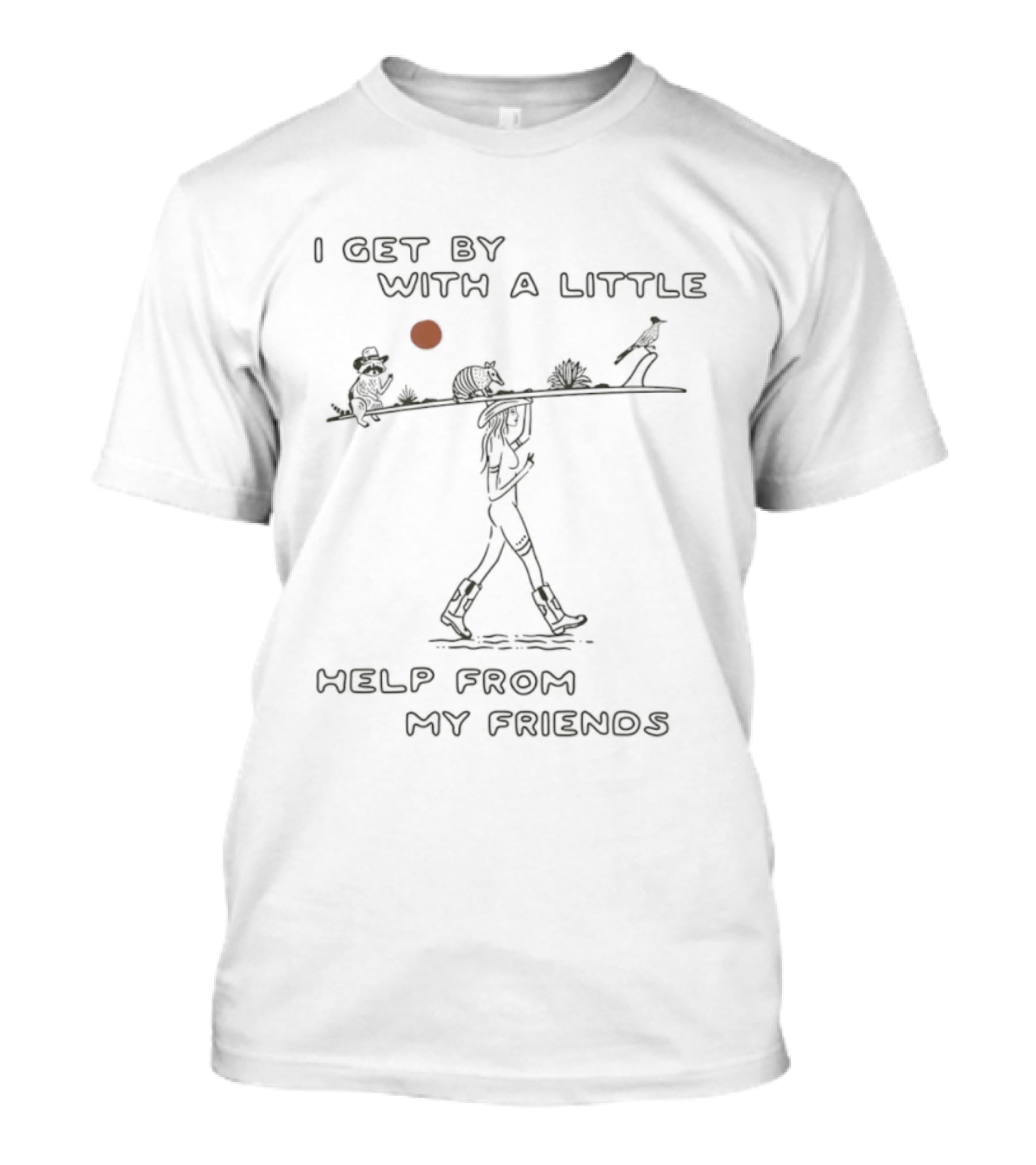 I Get By With A Little Help From My Friends Beatles Lyrics Sketch T-Shirt