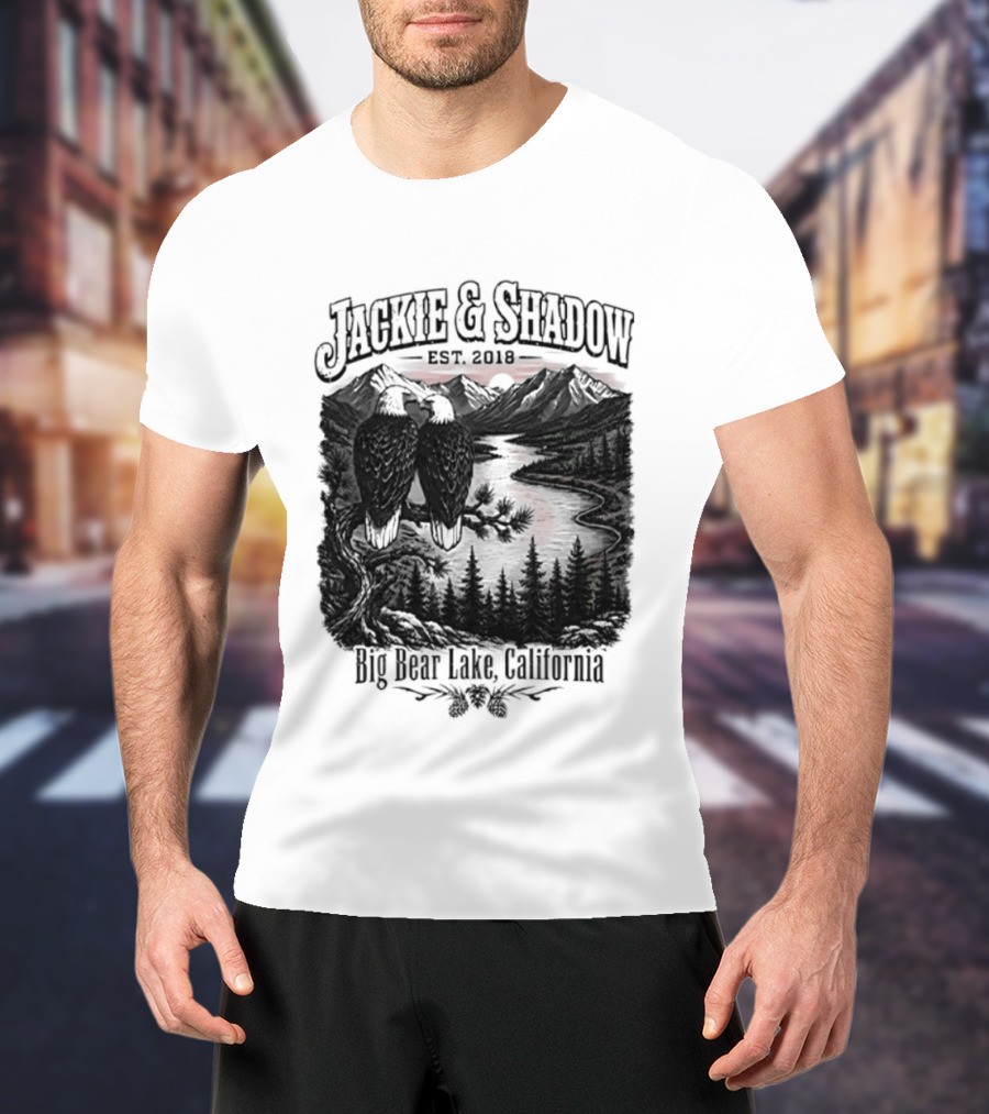 Jackie And Shadow Est 2018 Big Bear Lake California Mountain Scene T-Shirt