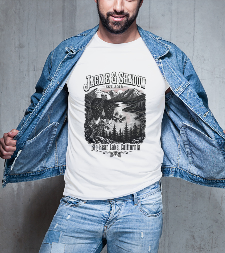 Jackie And Shadow Est 2018 Big Bear Lake California Mountain Scene T-Shirt