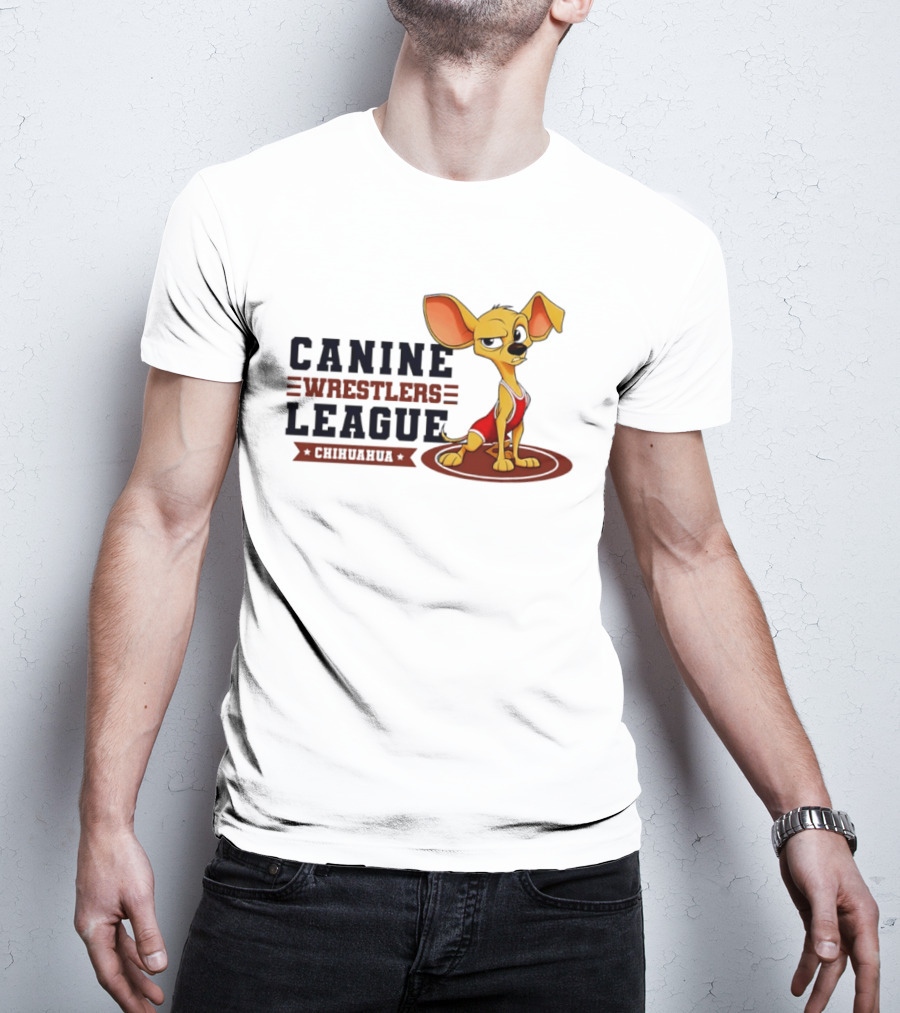 Canine Wrestlers League Chihuahua Wrestler Cartoon T-Shirt