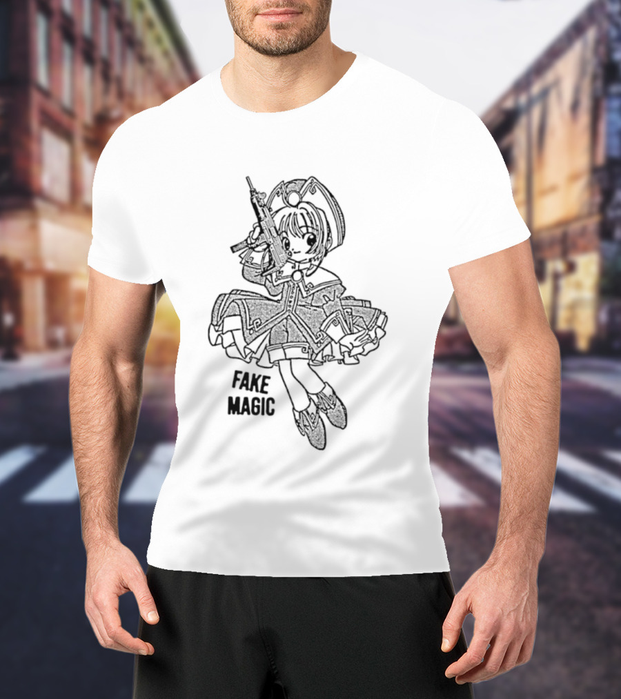 Fake Magic Anime Girl Manga Gun T-Shirt