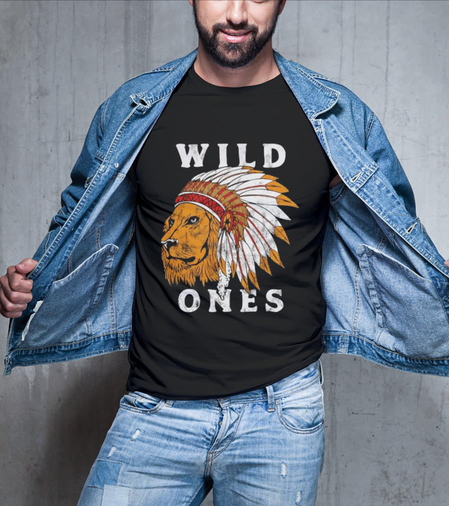 Wild Ones Lion Native American Headdress T-Shirt