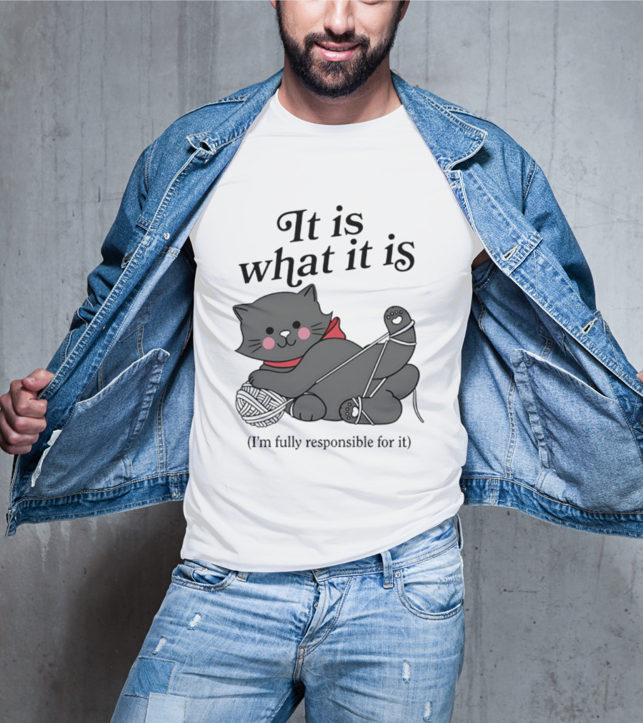 It Is What It Is Playful Cat With Yarn I'm Fully Responsible For It T-Shirt